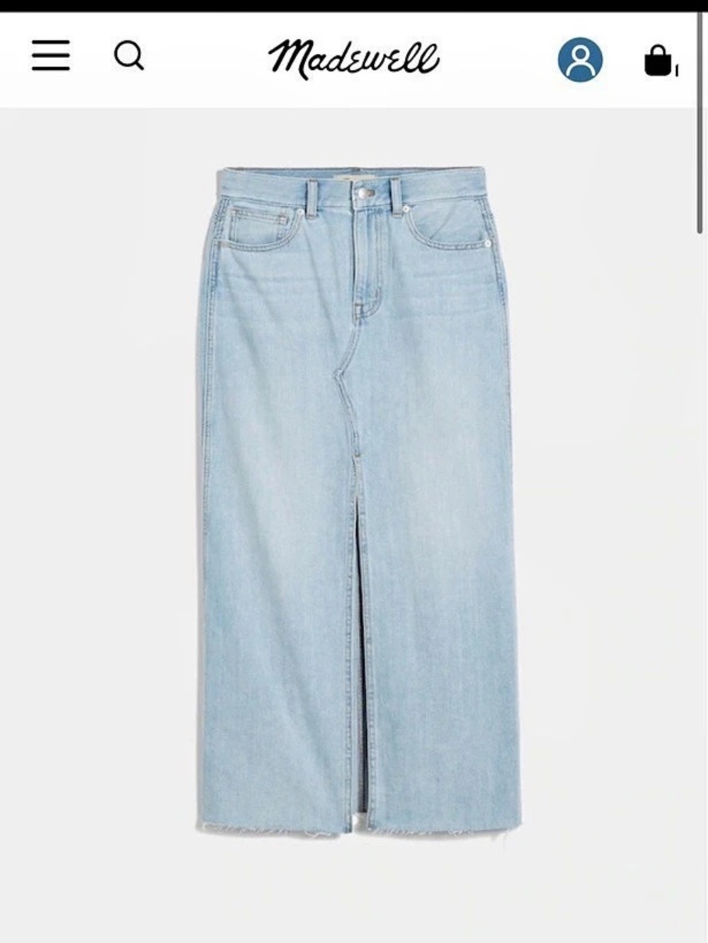 Madewell The Rilee Denim Midi Skirt in Fitzgerald Wash Blue Size 32
